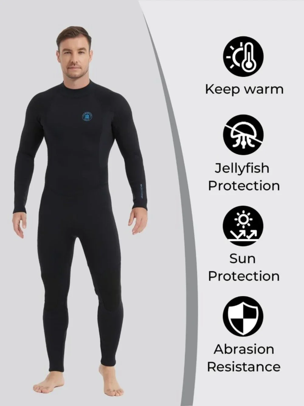Men's Full Wetsuit 3/2mm & 5/4mm - Front Zip for Diving, Surfing, Snorkeling